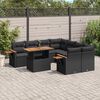 vidaXL Set Divani da Giardino 9 pz con Cuscini Nero in Polyrattan