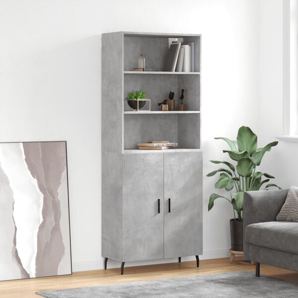 vidaXL Credenza Grigio Cemento 69,5x34x180 cm in Legno Multistrato