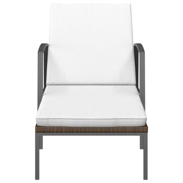 vidaXL Lettini Prendisole 2 pz con Tavolo in Polyrattan Marrone