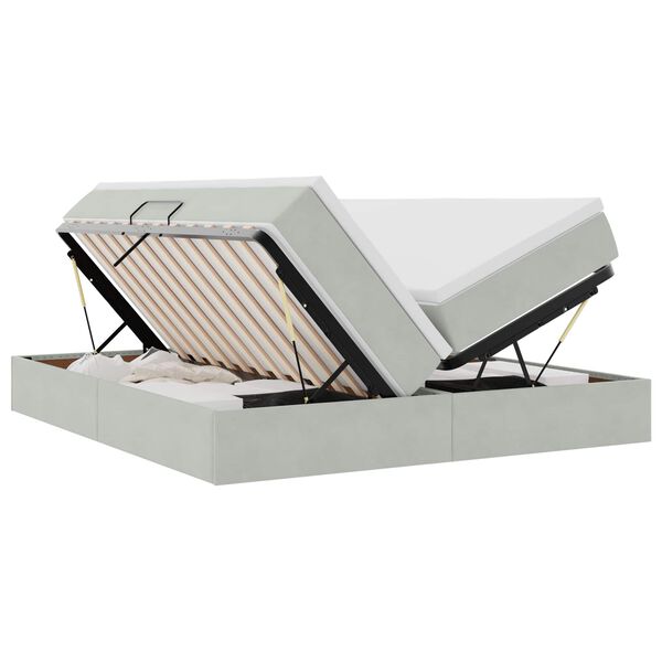 vidaXL Letto con contenitore e materasso Grigio chiaro 200 x 200 cm