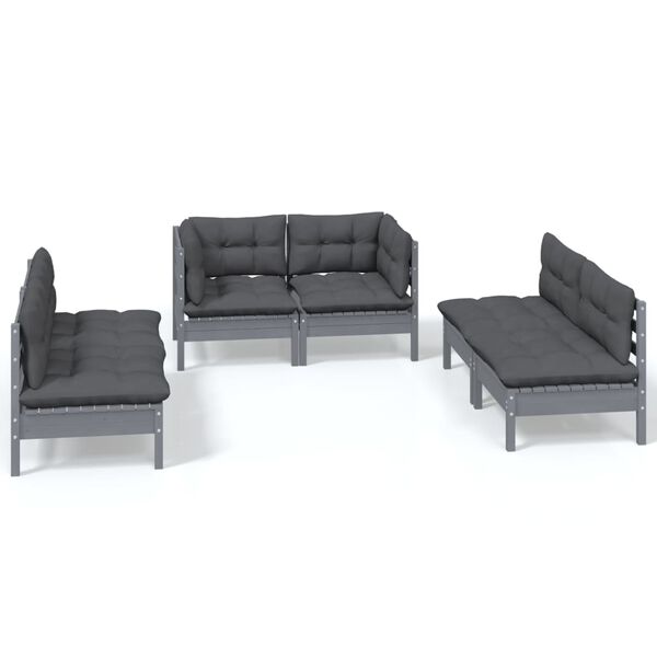 vidaXL Set Salotto da Giardino 6 pz con Cuscini Legno Massello di Pino
