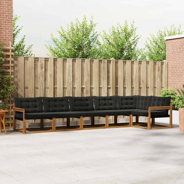 vidaXL Set di divani da esterno con cuscino 6 pcs Naturale e Nero