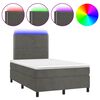vidaXL Letto a Molle Materasso e LED Grigio Scuro 120x190cm in Velluto