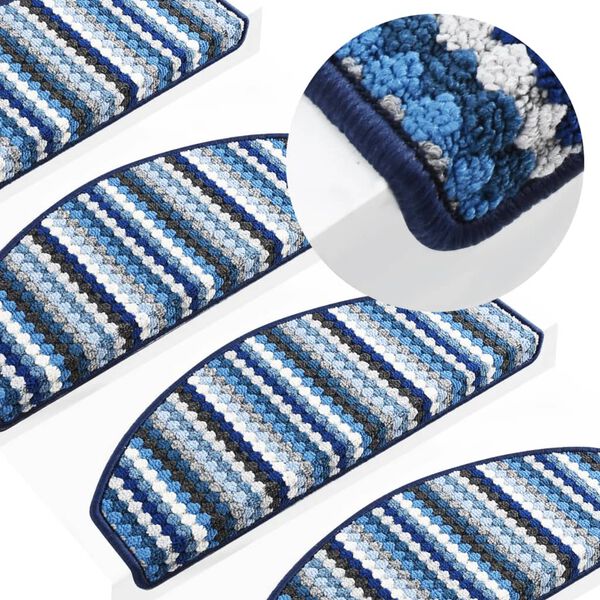 vidaXL Tappetini Autoadesivi per Scale 15 pz 65x24x4cm Multicolore Blu