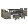 vidaXL Set da Pranzo da Giardino 9 pz con Cuscini in Polyrattan Grigio