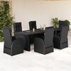 vidaXL Set da Pranzo da Giardino 7 pz Nero con Cuscini in Polyrattan
