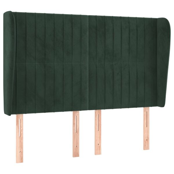 vidaXL Testiera ad Orecchio Verde Scuro 147x23x118/128cm in Velluto