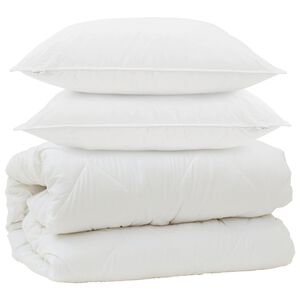 vidaXL Piumone con Cuscini con cuscino 3 pcs Bianco Microfibra