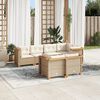 vidaXL Set Divani da Giardino 7 pz con Cuscini Beige in Polyrattan