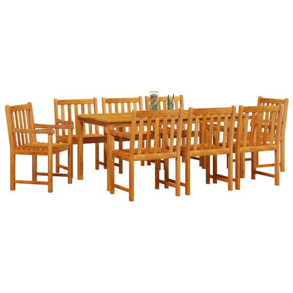 vidaXL Set da Pranzo per Giardino 9 pcs Marrone