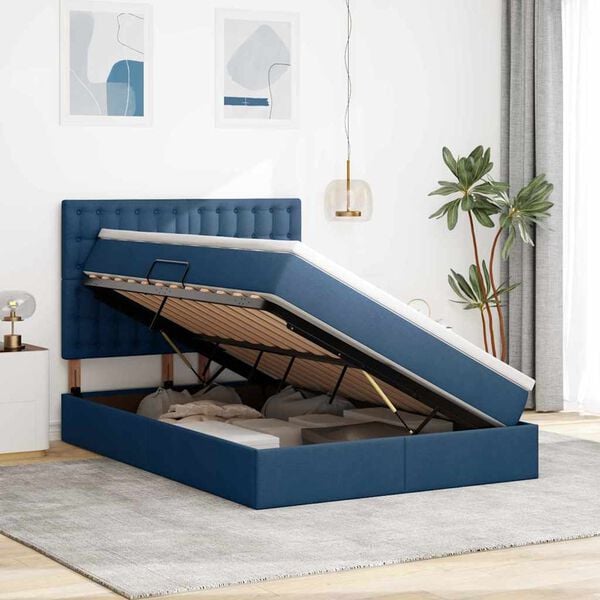 vidaXL Letto con contenitore e materasso Blu 140 x 190 cm Poliestere