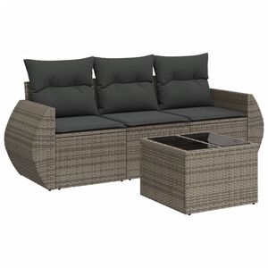 vidaXL Set Divani da Giardino 4 pz con Cuscini in Polyrattan Grigio
