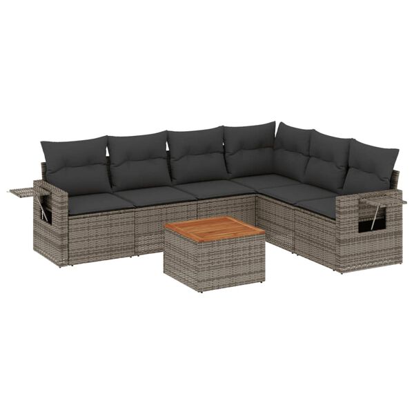 vidaXL Set Divani da Giardino 7 pz con Cuscini Grigio in Polyrattan
