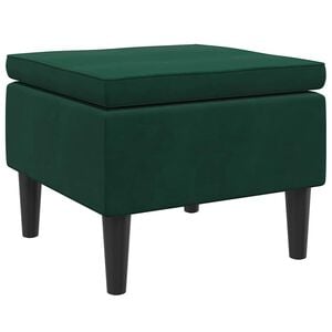 vidaXL Poggiapiedi con Gambe in Legno Verde Scuro in Velluto