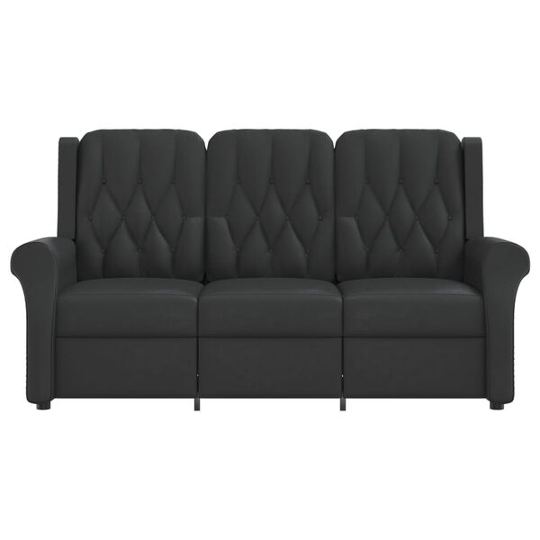 vidaXL Poltrona Massaggiante Reclinabile a 3 Posti Nera in Similpelle