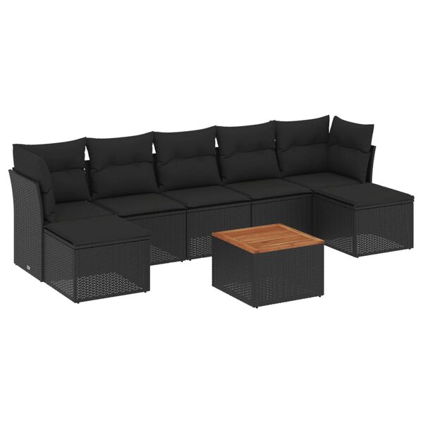 vidaXL Set Divani da Giardino con Cuscini 8 pz Nero in Polyrattan