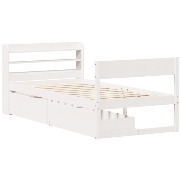 vidaXL Letto senza Materasso Bianco 90x190 cm in Legno Massello Pino