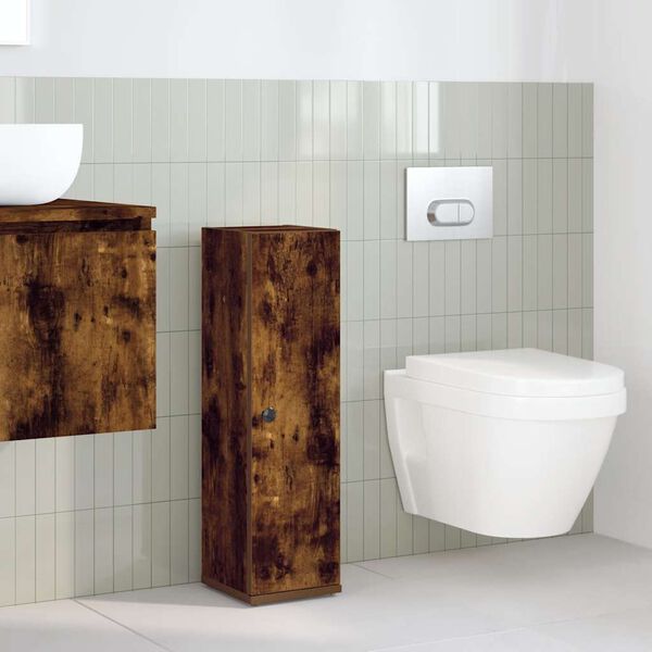 vidaXL Mobile da Bagno con Portarotolo Rovere Fumo 20,5x22x72 cm