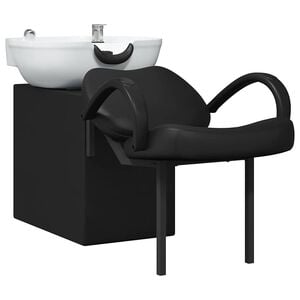 vidaXL Sedia per Shampoo Nero e Bianco 136 x 60 x 92 cm PVC