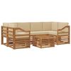 vidaXL Set divani 7 pcs Naturale e Beige Legno di Acacia Massello