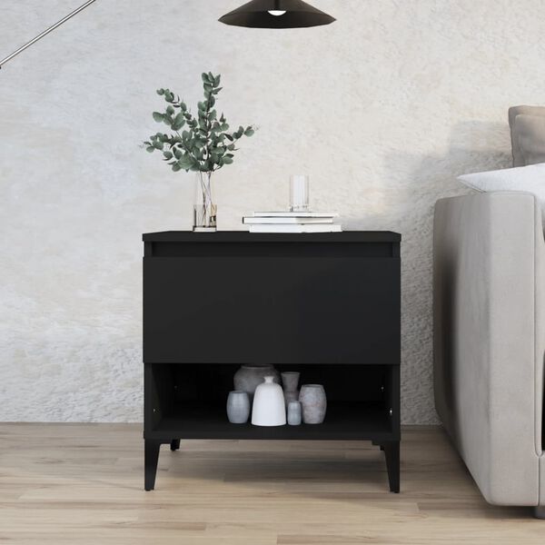 vidaXL Tavolino Nero 50x46x50 cm in Legno Multistrato