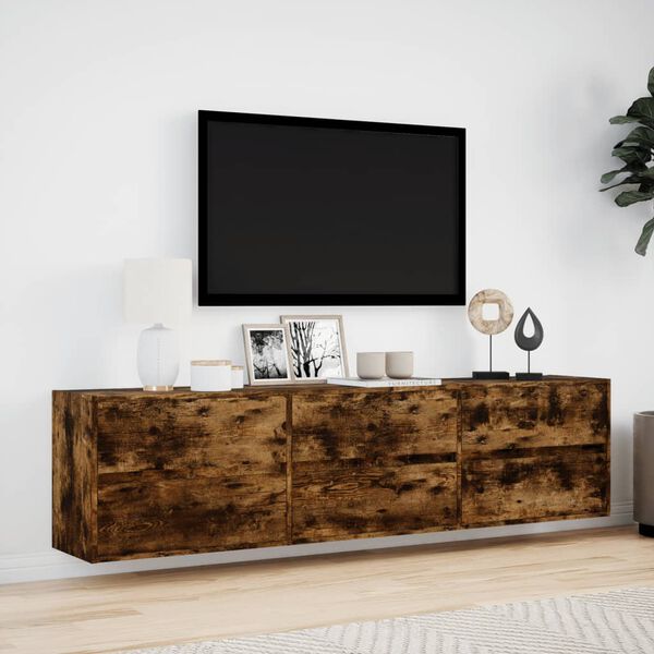 vidaXL Mobile TV a Parete con LED Rovere Fumo 180x31x45 cm