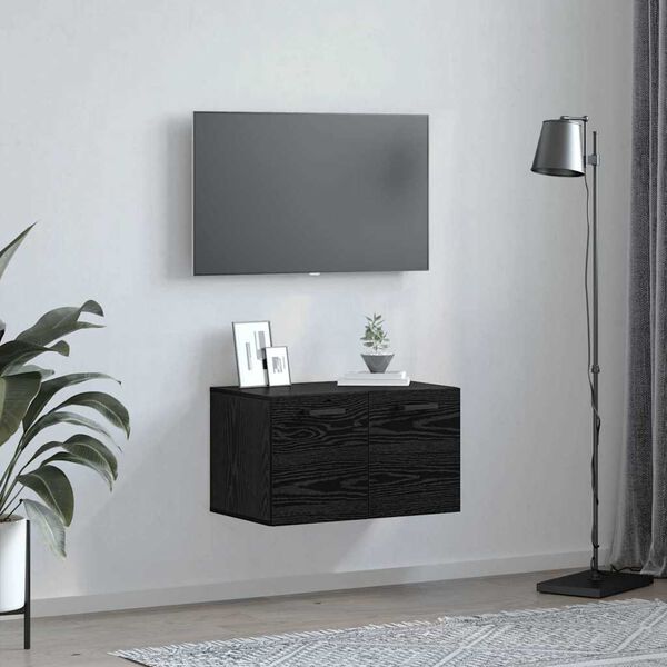vidaXL Mobiletto a muro Rovere Nero 60 x 36,5 x 35 cm