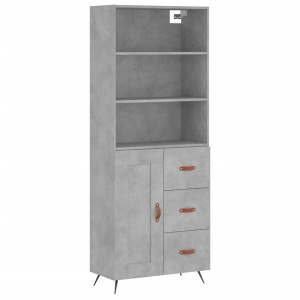 vidaXL Credenza Grigio Cemento 69,5x34x180 cm in Legno Multistrato