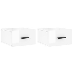vidaXL Comodini a Muro 2 pz Bianco Lucido 35x35x20 cm