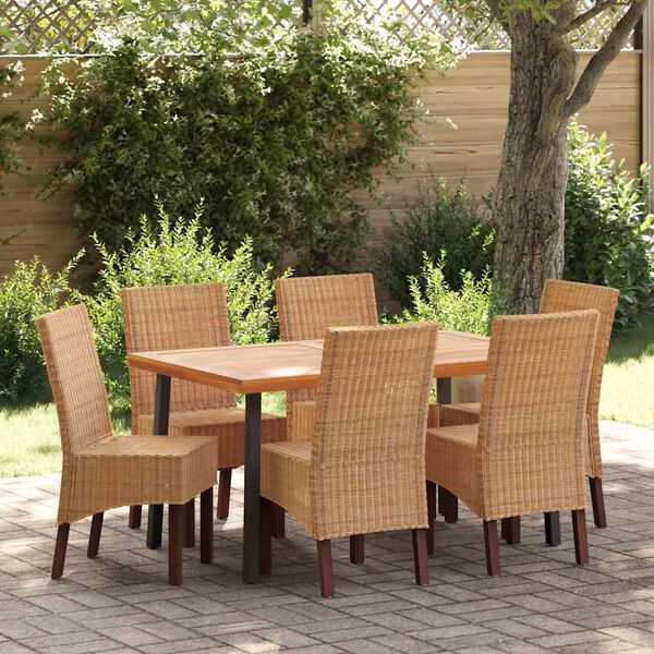 vidaXL Sedie da Pranzo 6 pz Marroni in Rattan Naturale