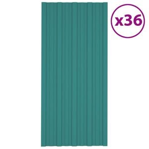 vidaXL Pannelli da Tetto 36 pz in Acciaio Zincato Verde 100x45 cm