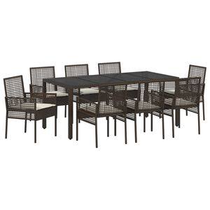 vidaXL Set da Pranzo per Giardino 9 pcs Marrone polyrattan