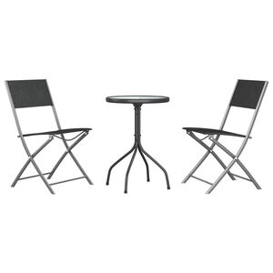 vidaXL Set da Pranzo da Giardino 3 pz in Acciaio Nero