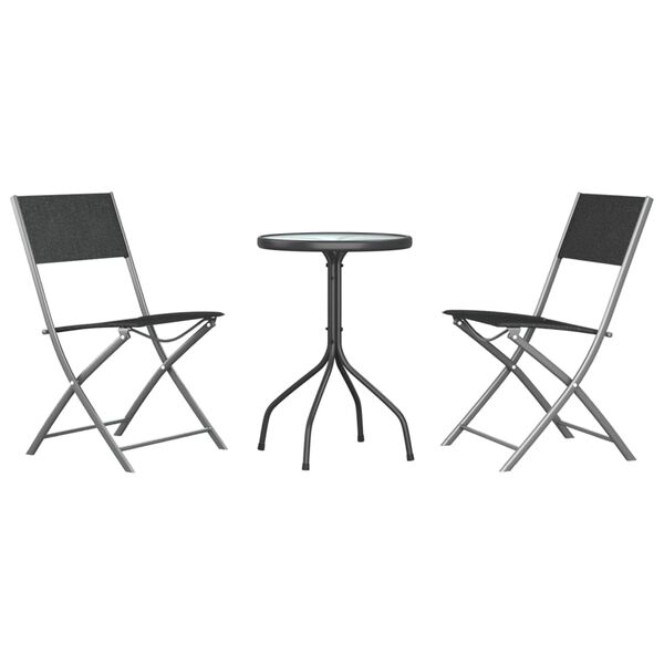 vidaXL Set da Pranzo da Giardino 3 pz in Acciaio Nero