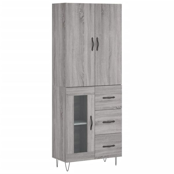 vidaXL Credenza Grigio Sonoma 69,5x34x180 cm in Legno Multistrato