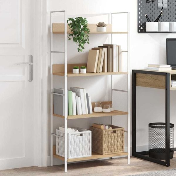 vidaXL Scaffale Libri 4 Ripiani Rovere 60x27,6x124,5 Legno Multistrato