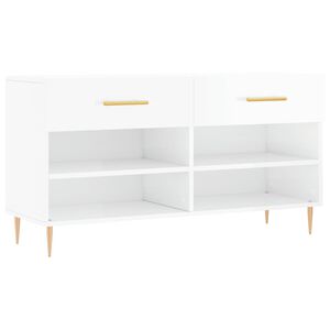 vidaXL Panca Porta Scarpe Bianco Lucido 102x35x55 cm Legno Multistrato