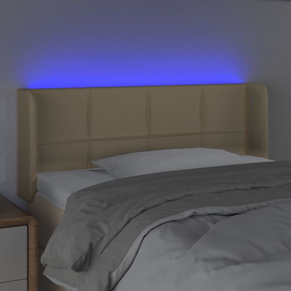 vidaXL Testiera a LED Crema 103x16x78/88 cm in Tessuto