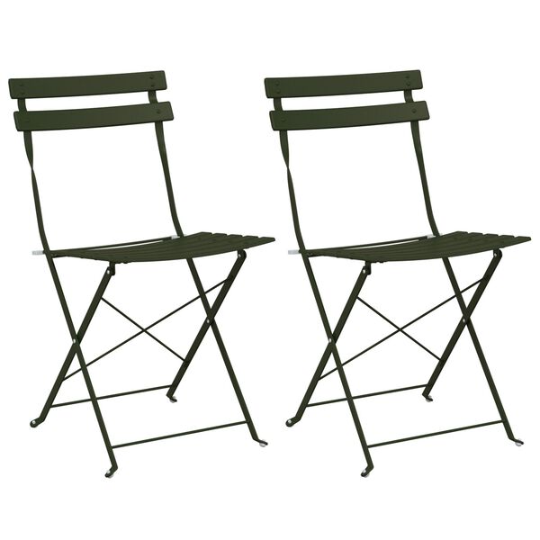 vidaXL Sedia Pieghevole da Giardino 2 pcs Verde 42 x 46 x 82cm Acciaio