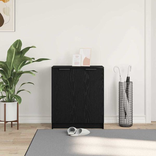 vidaXL Mobile per scarpe Rovere Nero 59 x 35 x 70 cm Legno multistrato