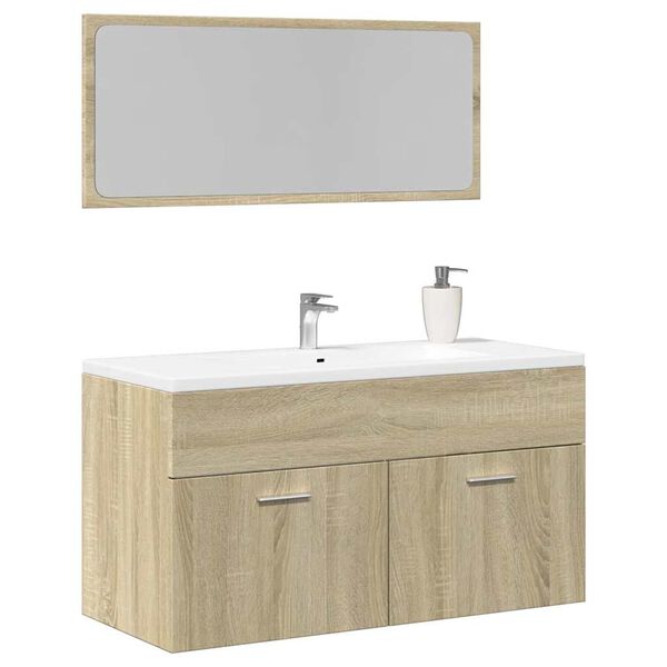 vidaXL Set Mobili da Bagno 2 pz Rovere Sonoma in Legno Multistrato