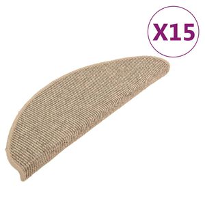 vidaXL Tappetini per scale 15 pz 65x21x4 cm Beige scuro Semicircolari Grandi