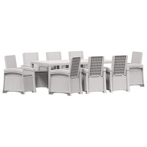 vidaXL Set da Pranzo per Giardino 9 pz Bianco e Grigio Chiaro PP