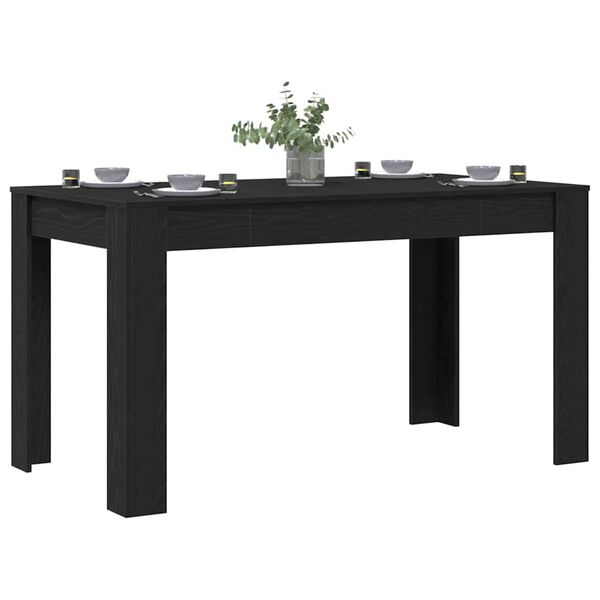 vidaXL Tavolo da pranzo Rovere Nero 140 x 74,5 x 76 cm polyrattan