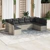 vidaXL Set Divano da Giardino 9pz con Cuscini Grigio Chiaro Polyrattan
