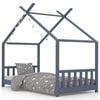 vidaXL Giroletto per Bambini Grigio in Legno Massello di Pino 80x160cm