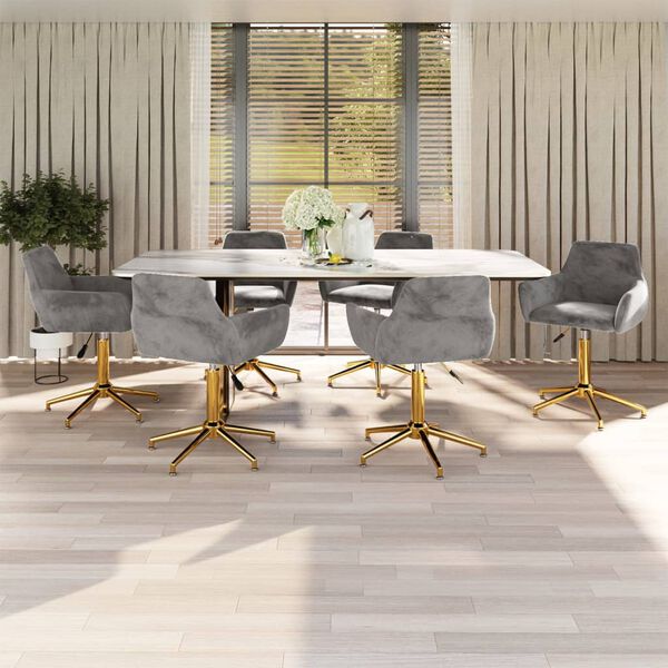 vidaXL Sedie da Pranzo Girevoli 6 pz Grigio Chiaro in Velluto