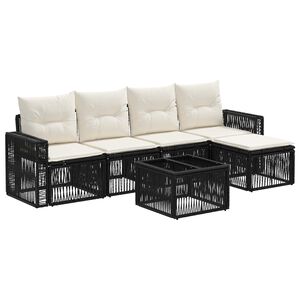 vidaXL Set Divano da Giardino 6 pz Nero e Bianco Crema polyrattan