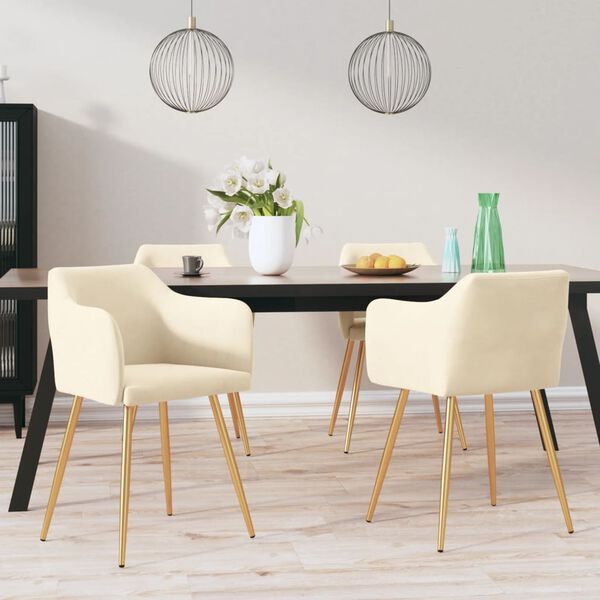 vidaXL Sedie da Pranzo 4 pz Crema in Velluto