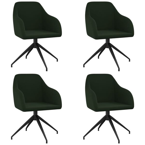 vidaXL Sedie da Pranzo 4 pz Verde Scuro in Velluto